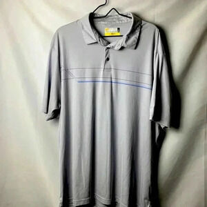 NICKLAUS ECO CHOICE MENS SIZE XXL  POLO‎ SHIRT GRAY WITH GEO STRIPE